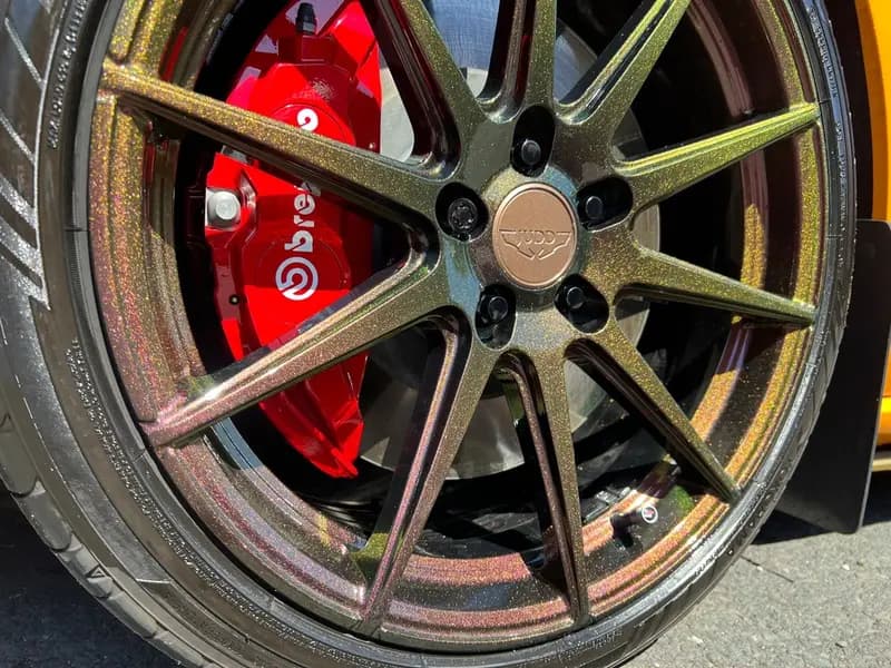 Powder coated alloy wheel set refinished by Dimonty Alloys