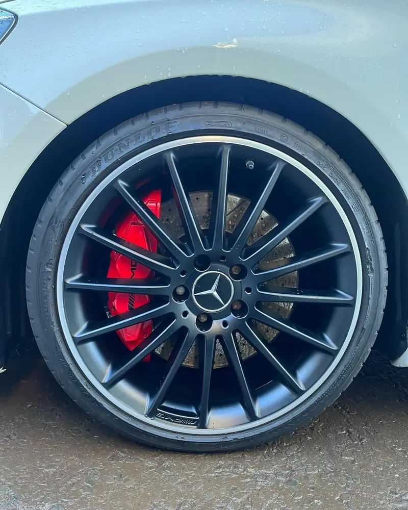 Powder coated alloy wheel set refinished by Dimonty Alloys