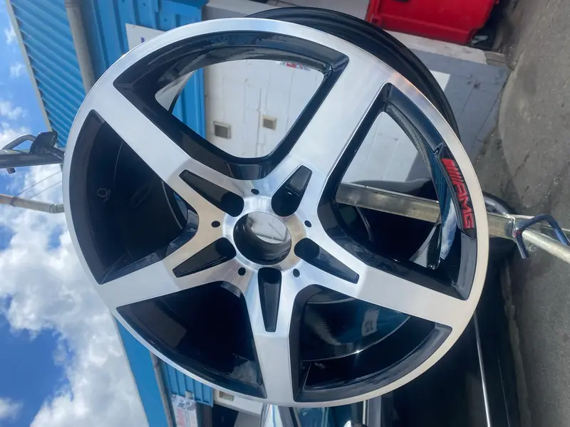 Powder coated alloy wheel set refinished by Dimonty Alloys